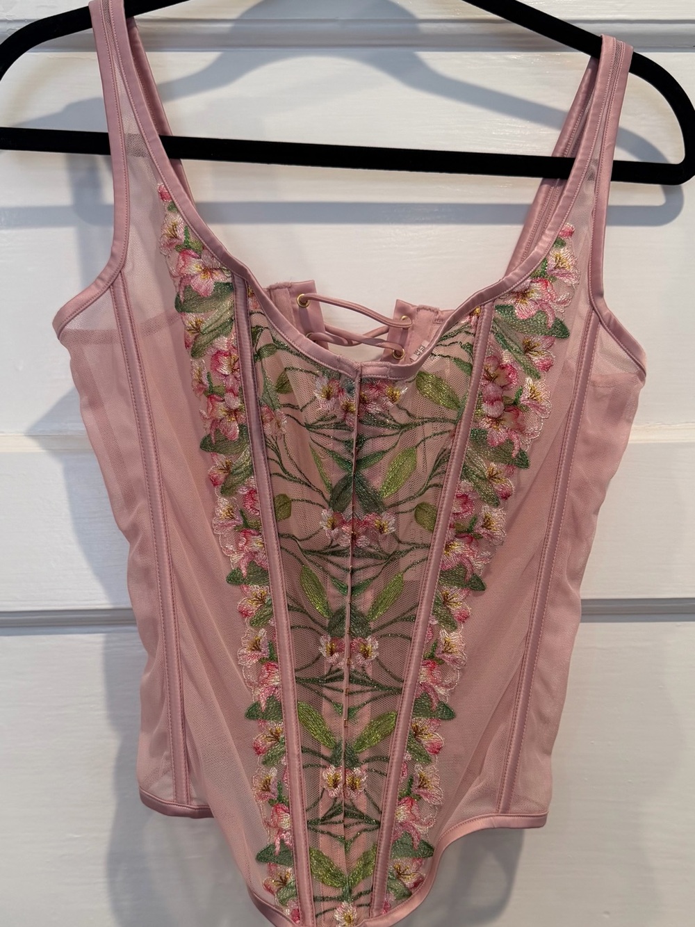 Victoria's Secret Pink Floral Embroidered Corset Top